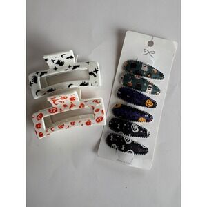 Girls Halloween Hair Accessory Bundle NEW Fall Pumpkin Ghost Claw Clip Snap Clip
